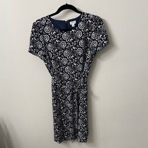 J. Crew Factory Navy and White Paisley Mini Dress